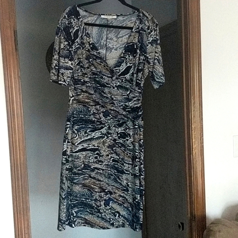 Evan Picone Snakeskin Print Faux Wrap